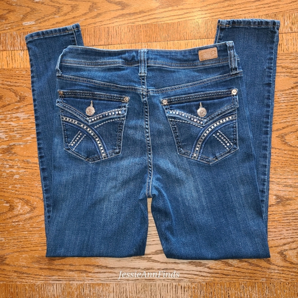 Seven7 Madison Soul Indigo Skinny Embellished Pockets Jeans Size 6